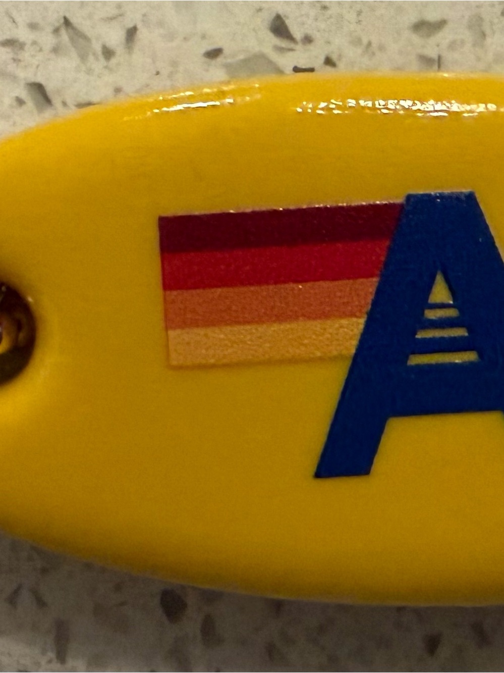 Aviator Nation Yellow Key Holder with Blue Logo and Rainbow Stripe